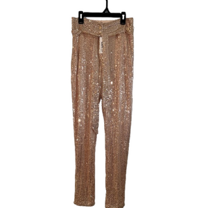 Women’s CBR Sequined Pants with tie waist belt and pockets Size M Medium